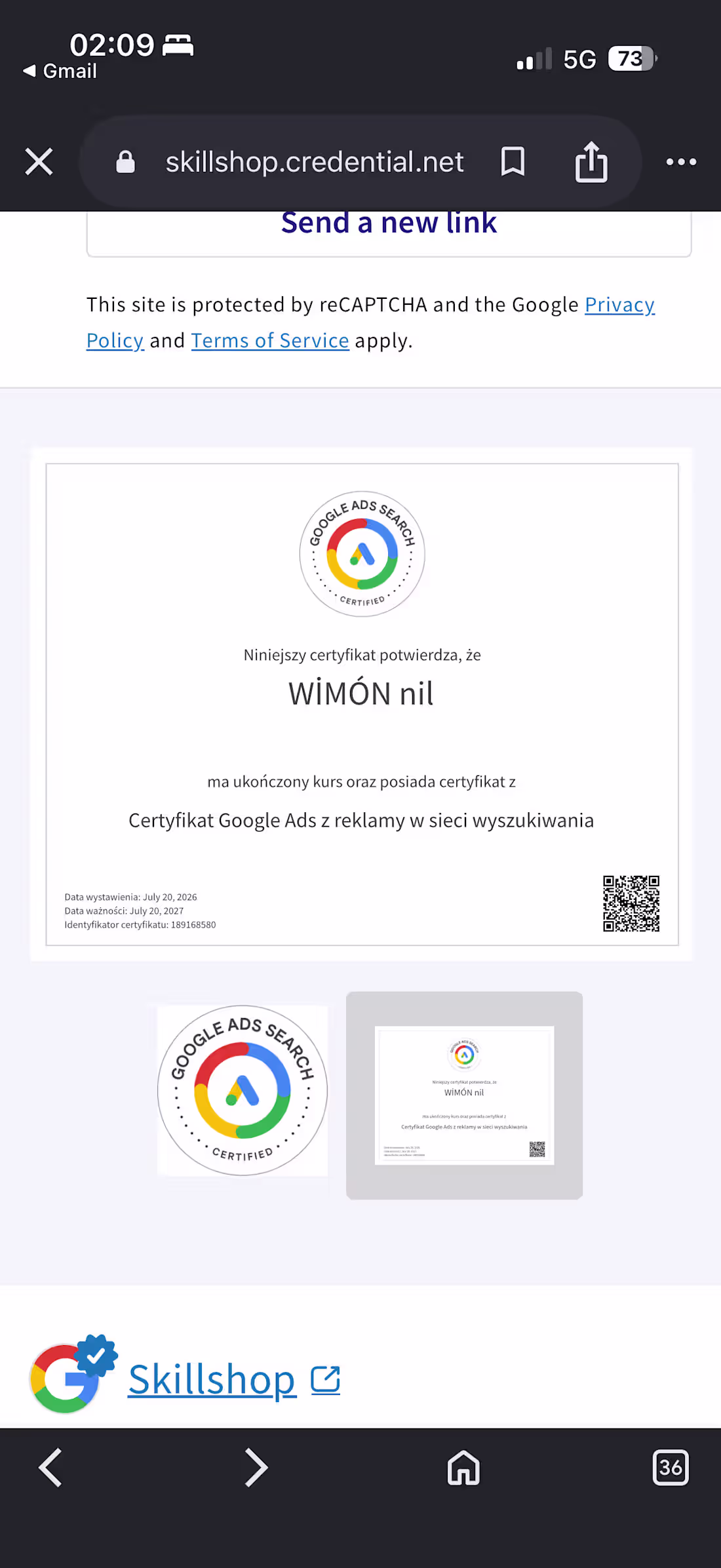 Cover image for My certificate Google ADS