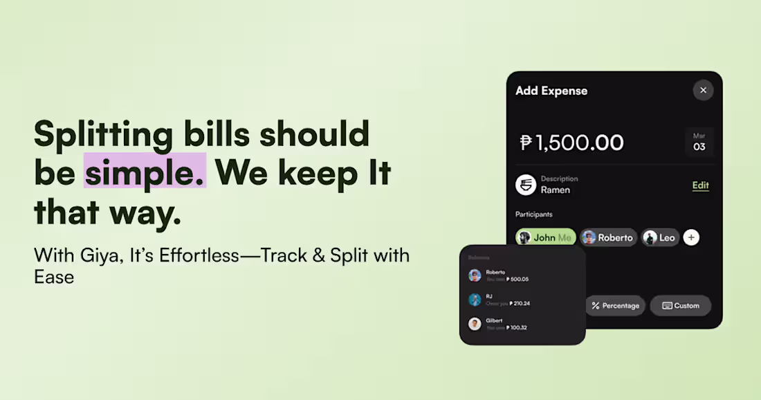Cover image for Giya.ph | A bill splitting app website