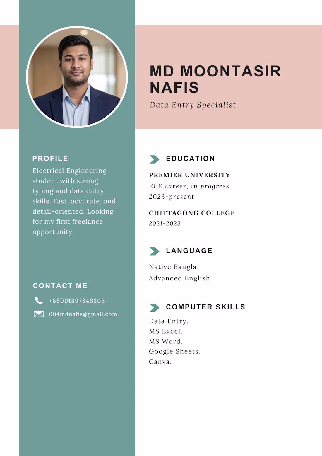 Cover image for Data Entry Resume