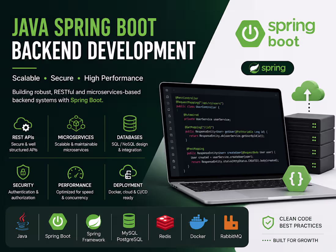 Cover image for I will develop scalable Spring Boot REST APIs