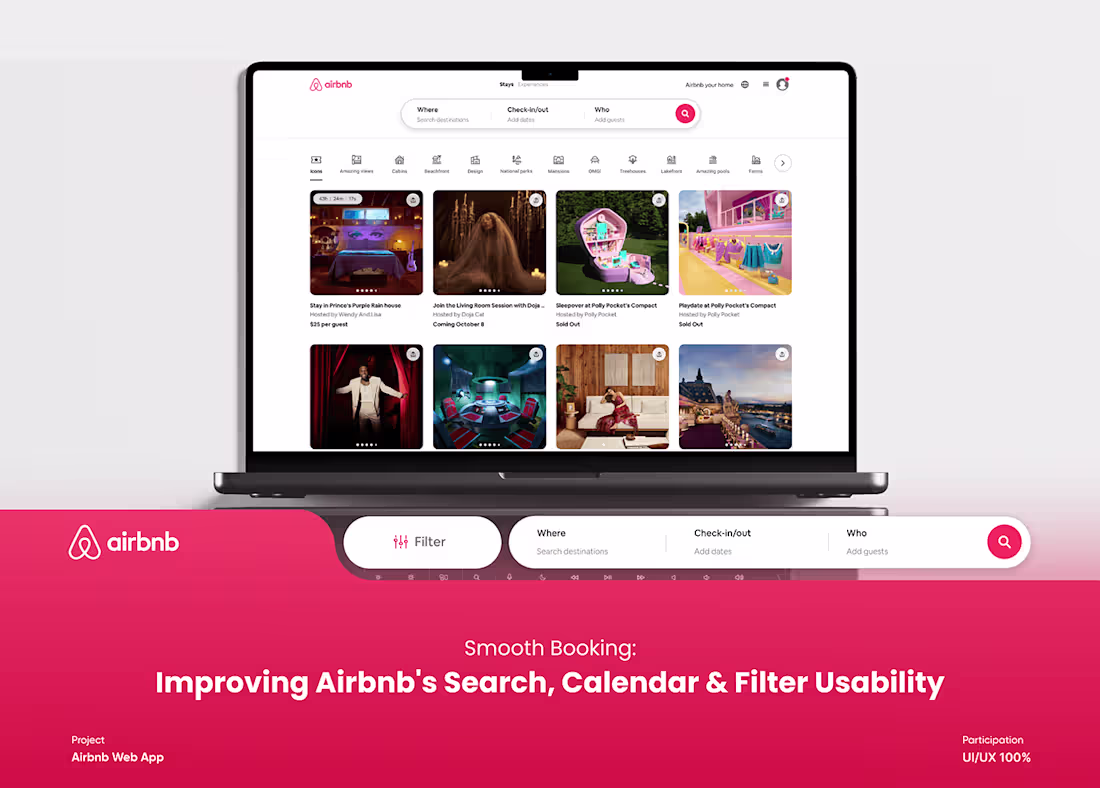 Cover image for Improving Airbnb's Search, Calendar & Filter Usability :: Behan…