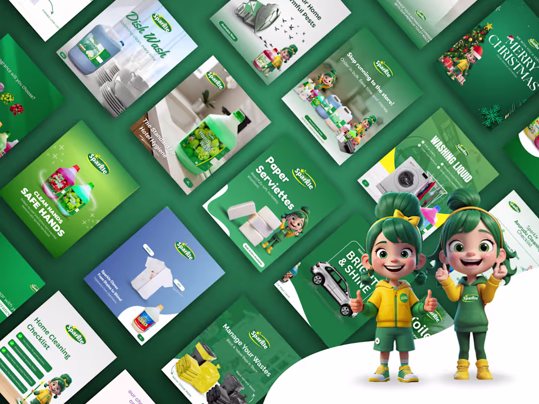 Cover image for Brand Identity & Social Media Management for Sparkle Detergents