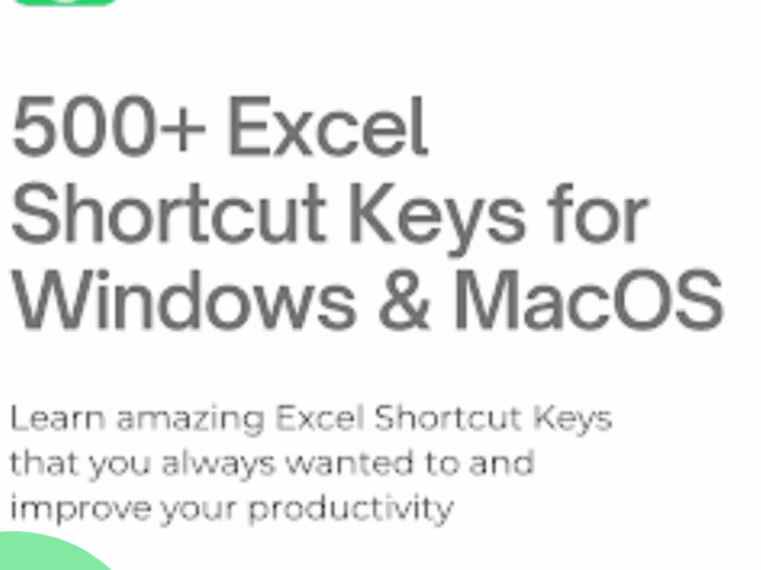 Cover image for Excel Shortcut Keys