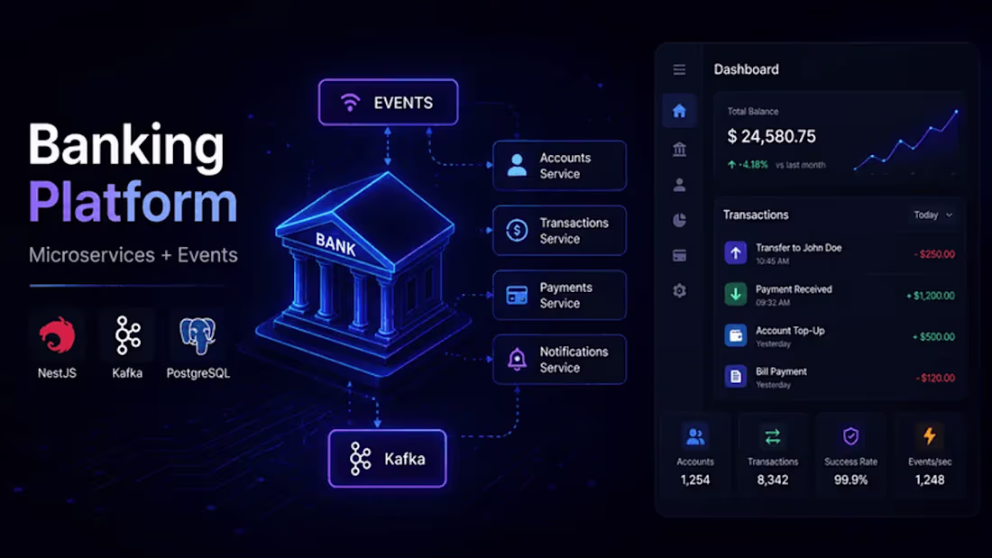Cover image for Banking Platform (Microservices + Events)
Three