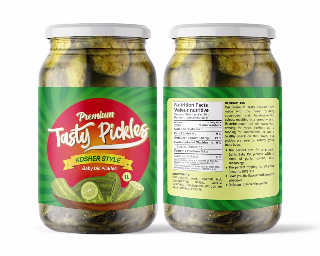 Cover image for Tasty Pickles Label Packaging Design
Created