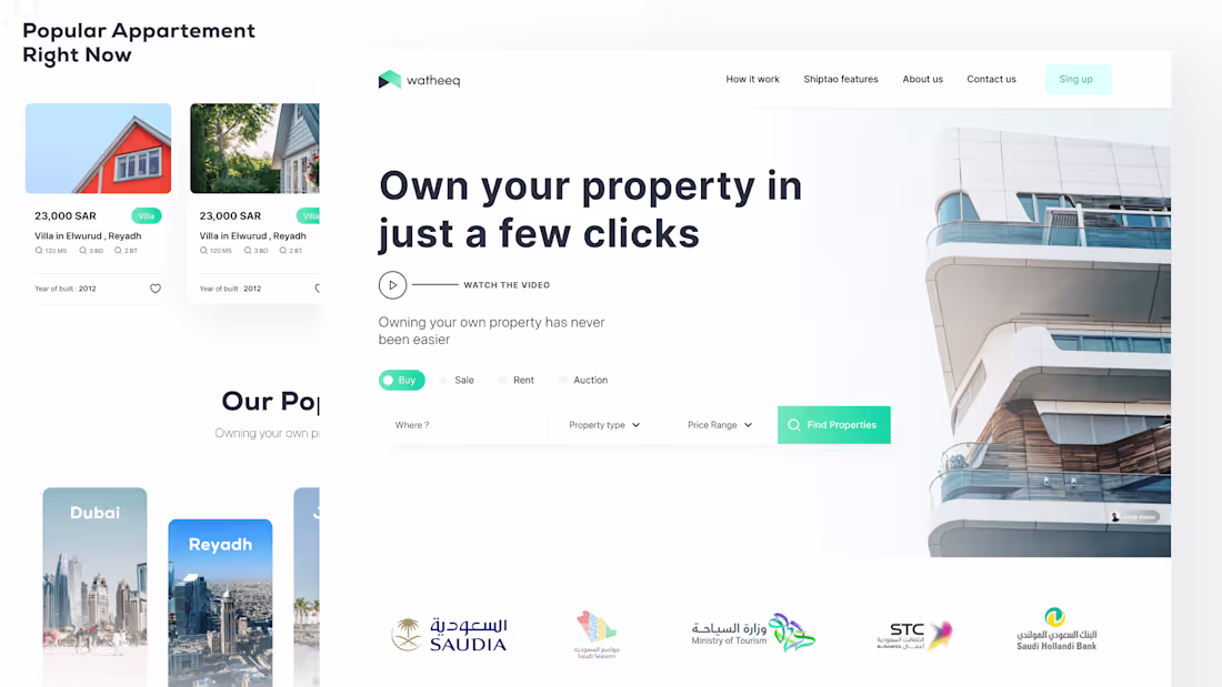 Cover image for Watheeq Website Design: Intuitive Design Meets Dream Homes