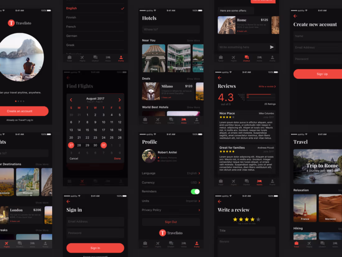 Cover image for Travelisto UI Kit Dark Version Update