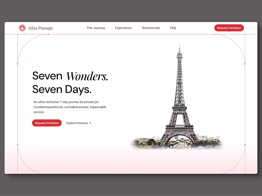 Cover image for Hero Section concept for an ultra luxury travel service.