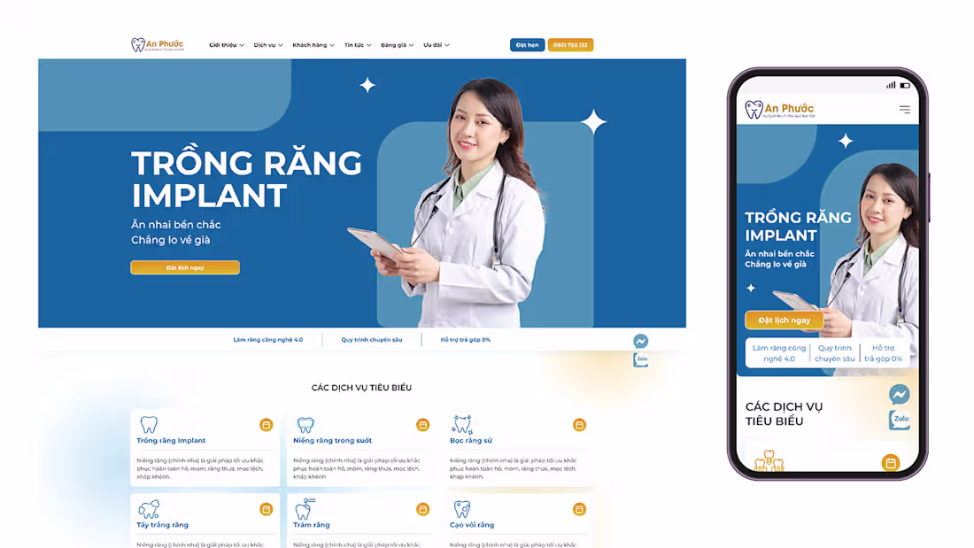 Cover image for An Phước Dental - Website design :: Behance