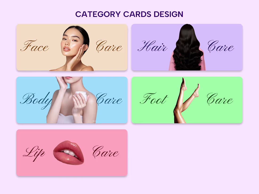 Cover image for Classy skincare app category cards
