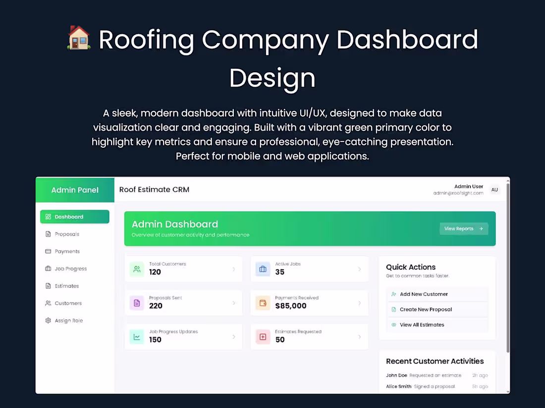 Cover image for 🏠 Roofing Company Dashboard
