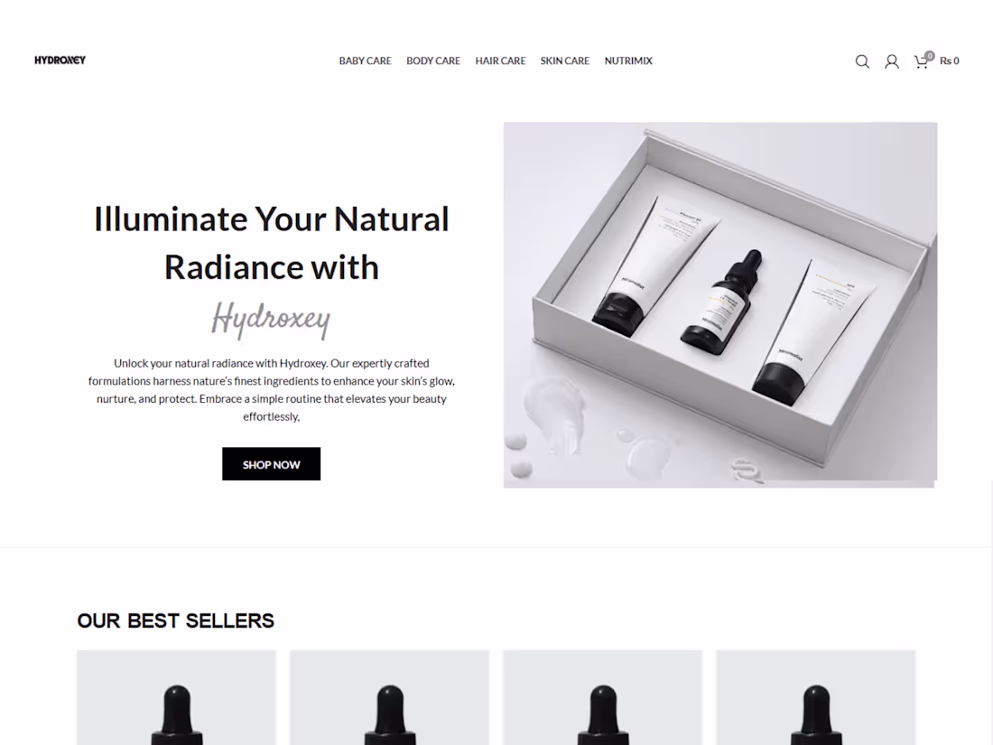 Cover image for Hydroxey Cosmetic E-commerce Website


