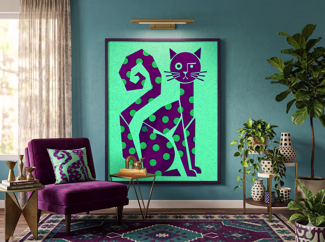 Cover image for Geometric Cat Print Wall art–
