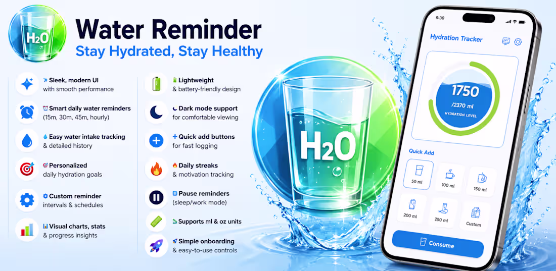 Cover image for 💧 Water Reminder | Hydration