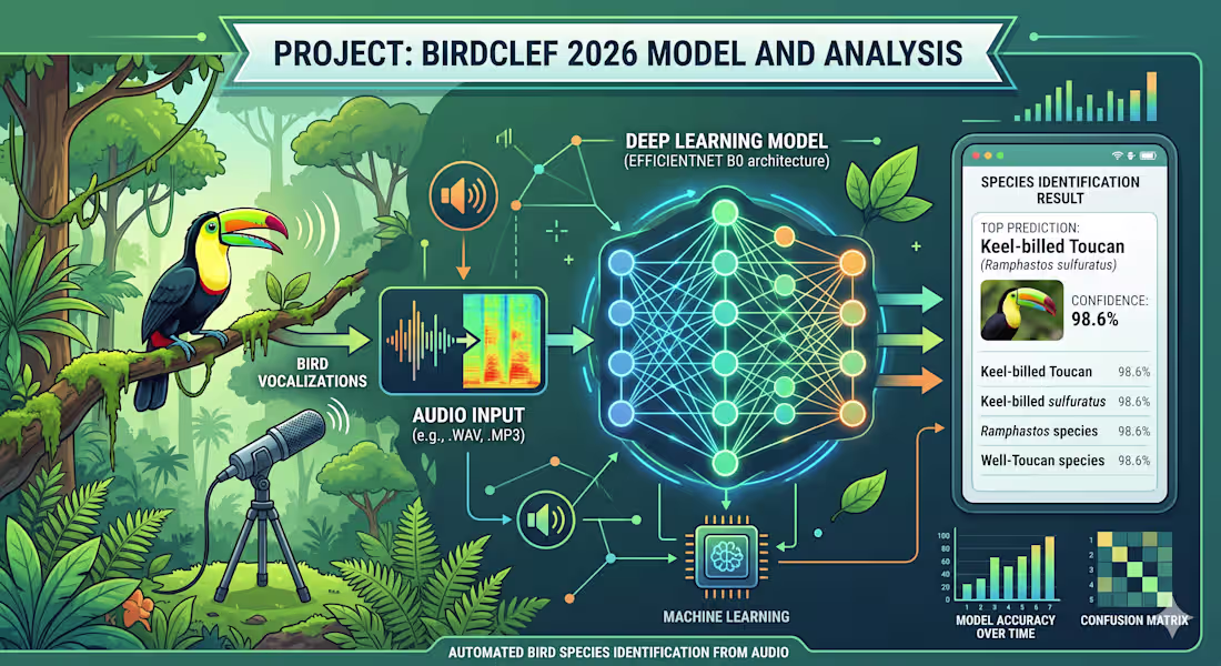 Cover image for BirdCLEF+ 2026 — Kaggle Bronze