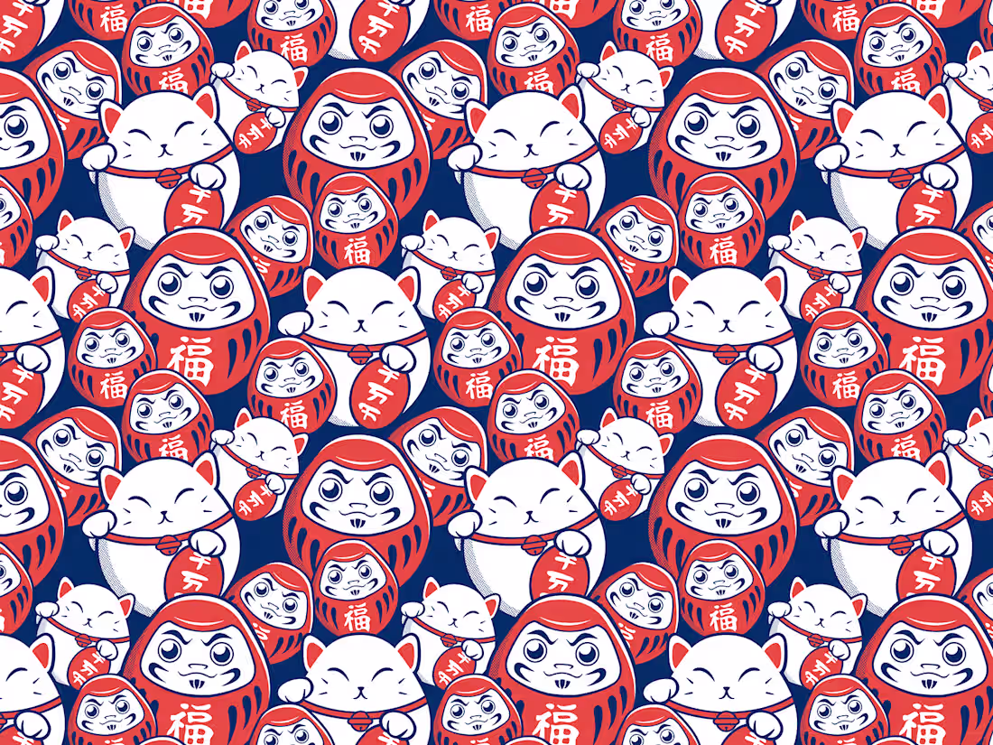 Cover image for Daruma nad Maneki Neko pattern