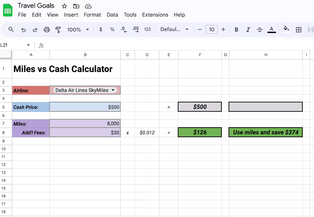 Cover image for Airline Miles vs Cash Calcultor