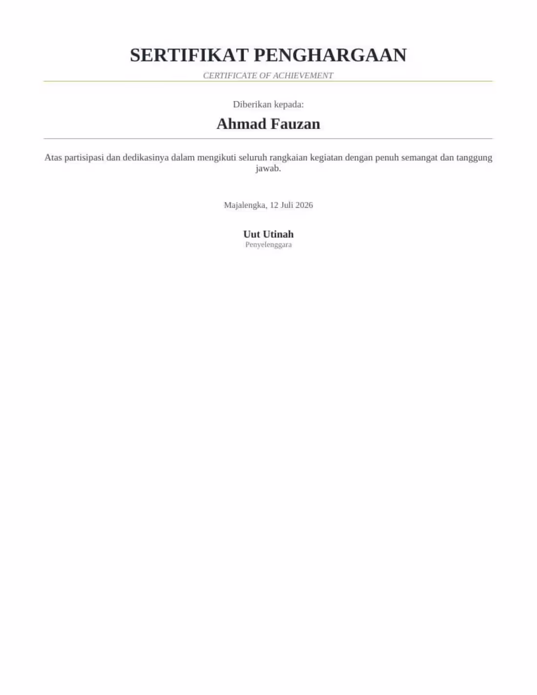 Cover image for A landscape-oriented certificate of achievement