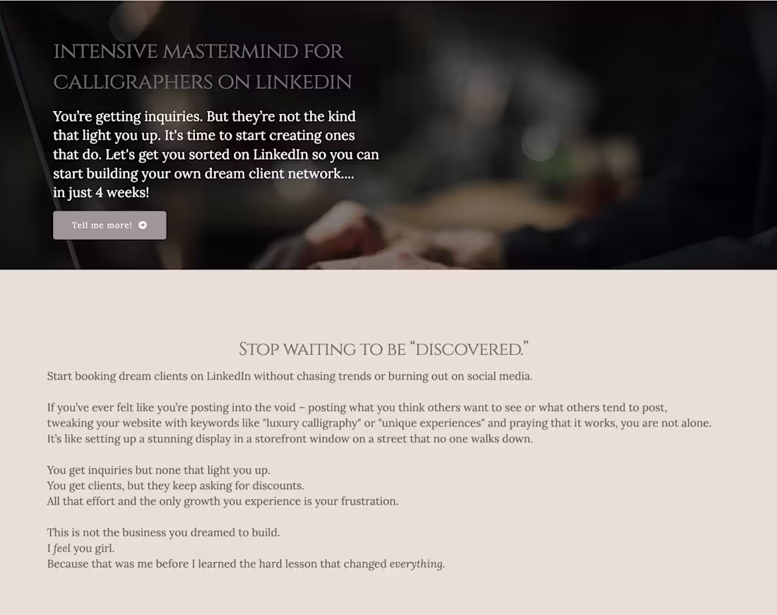 Cover image for Sales page copy written within