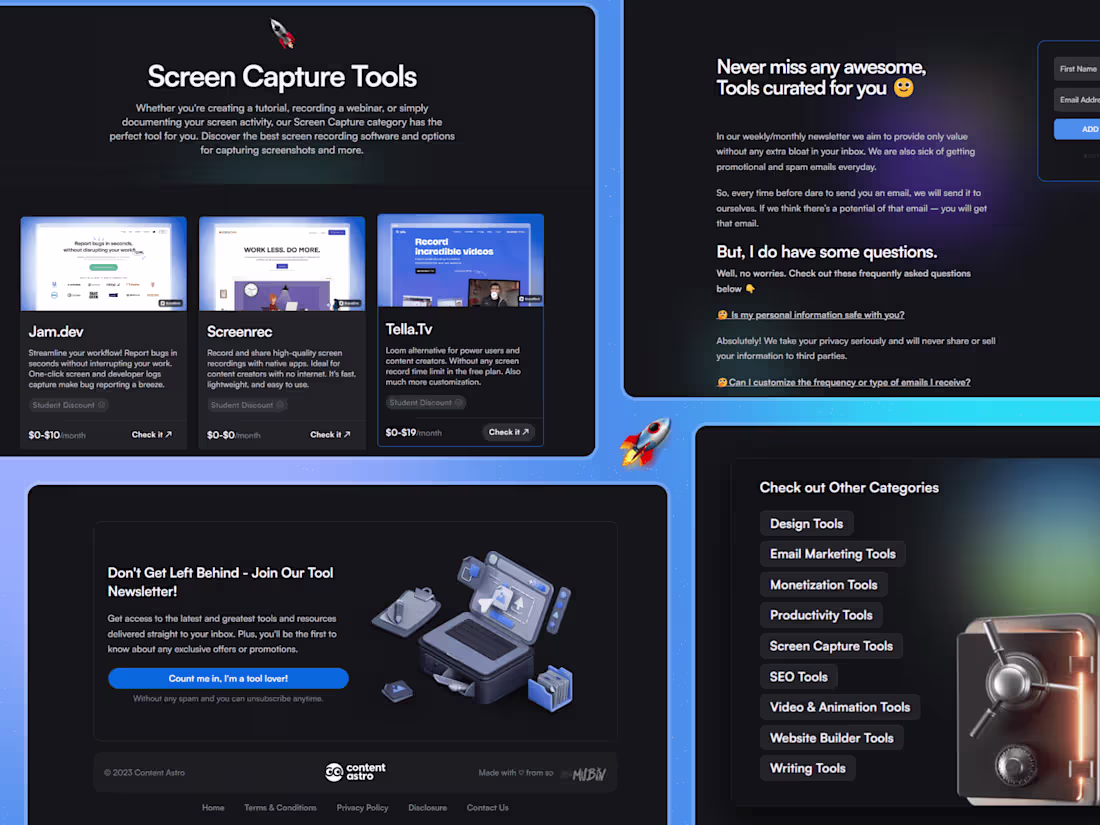 Cover image for Dynamic listing website design and development - Content Astro 