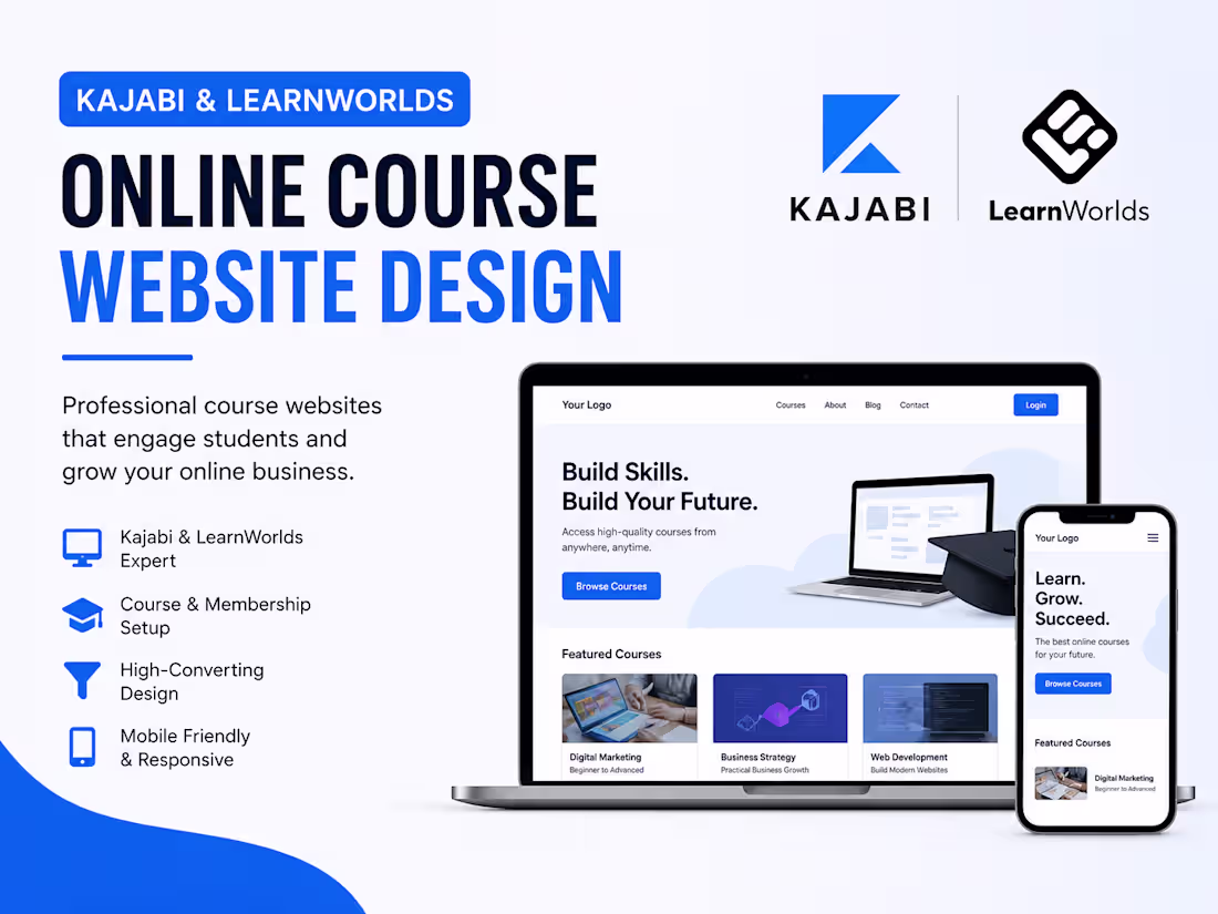 Cover image for Kajabi And LearnWorlds Online Course Website Design