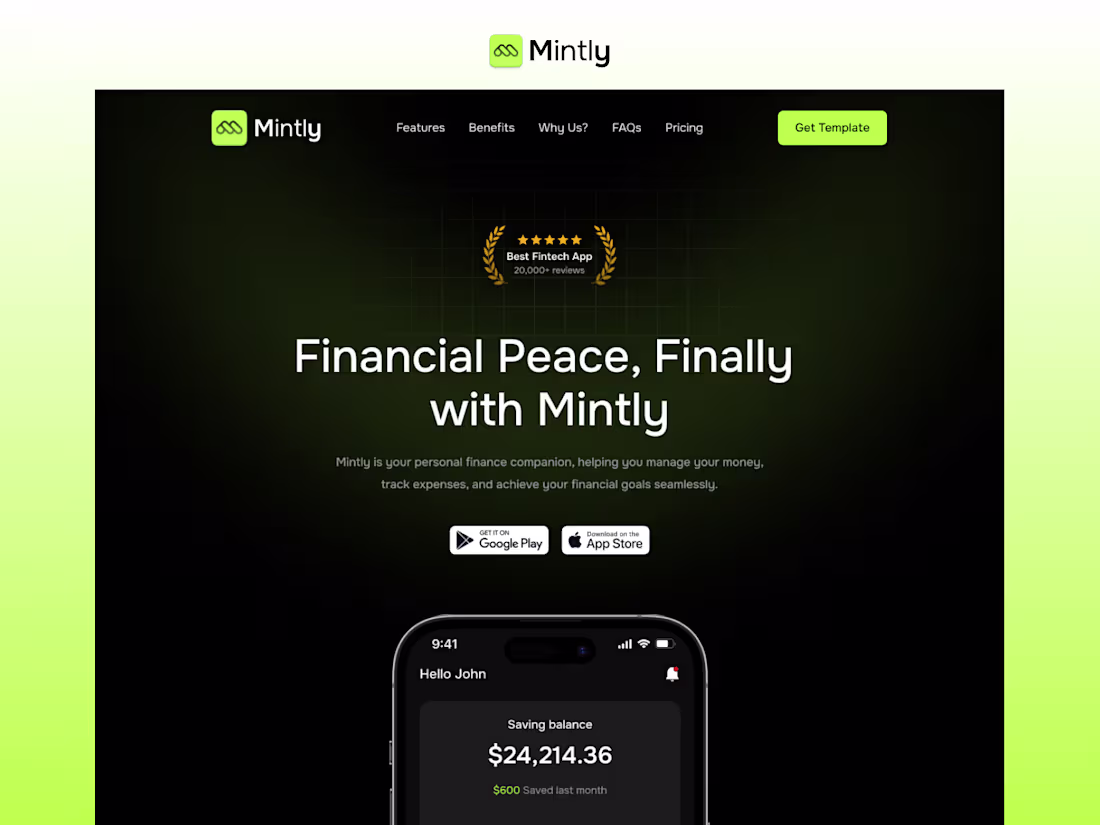 Cover image for Mintly - A Framer Template for Startups