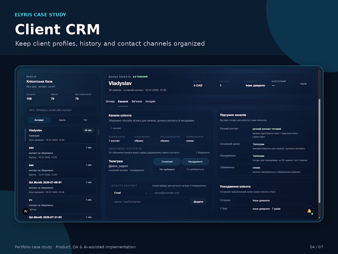 Cover image for Keep client profiles, booking history and contact channels o...