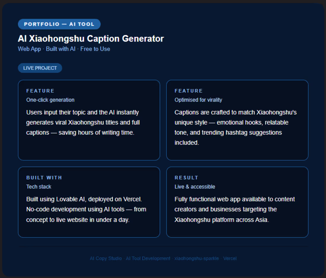 Cover image for AI Xiaohongshu Caption Generator