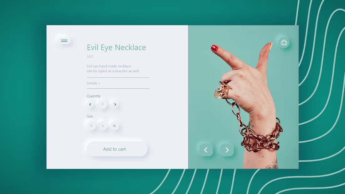 Cover image for Neumorphism/soft UI Jewelry product page