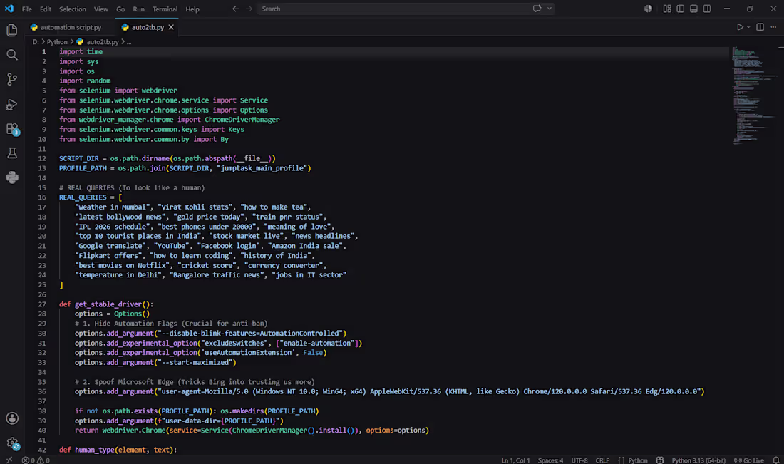 Cover image for Developed a Python script that