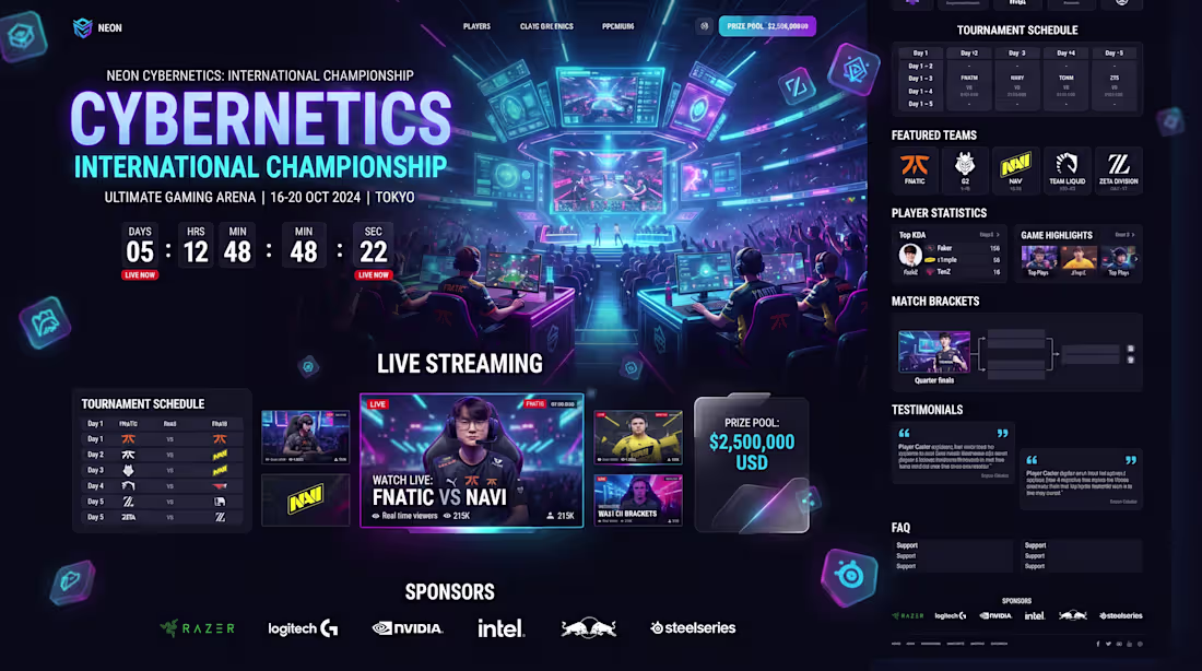 Cover image for Esports Tournament Landing Page Design
