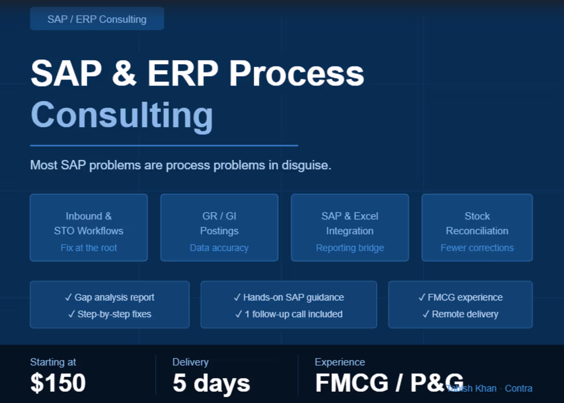 Cover image for SAP & ERP Process Consulting for Warehouse Operations
