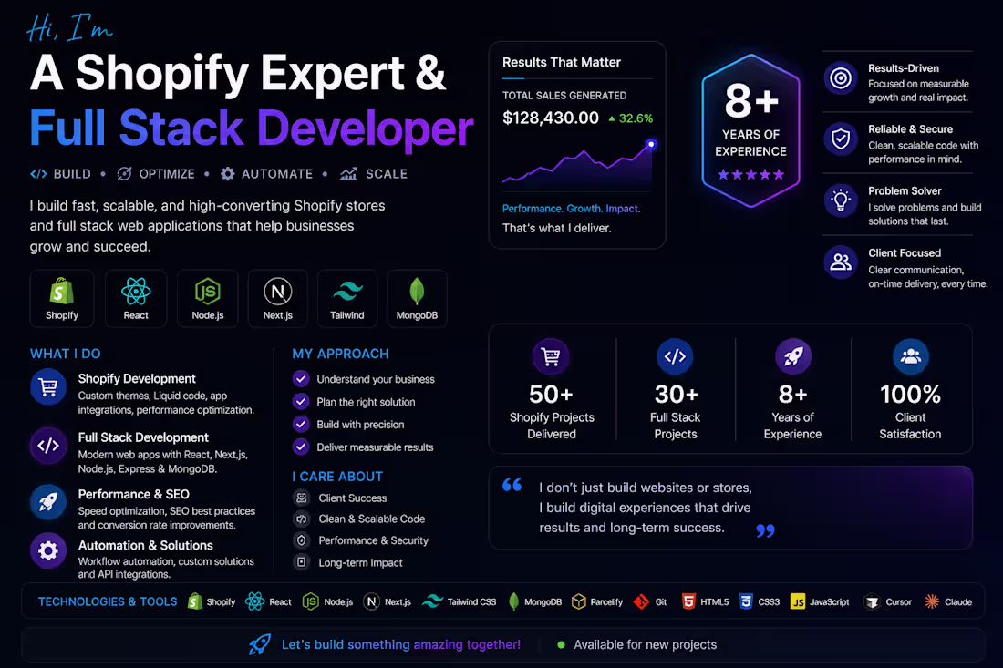 Cover image for Senior Shopify Expert & Full-Stack