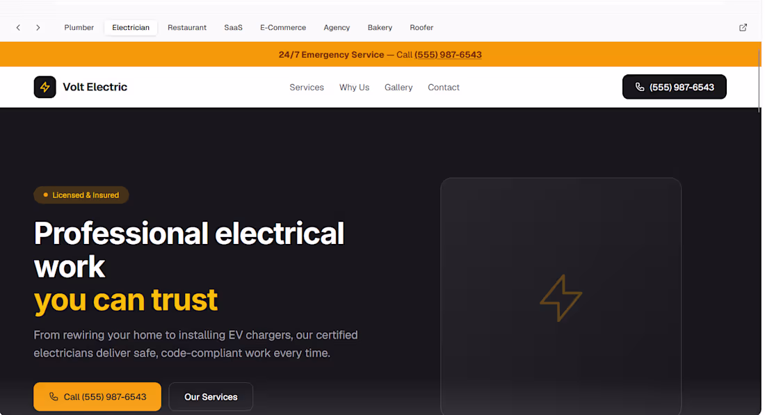 Cover image for Demo electrician website