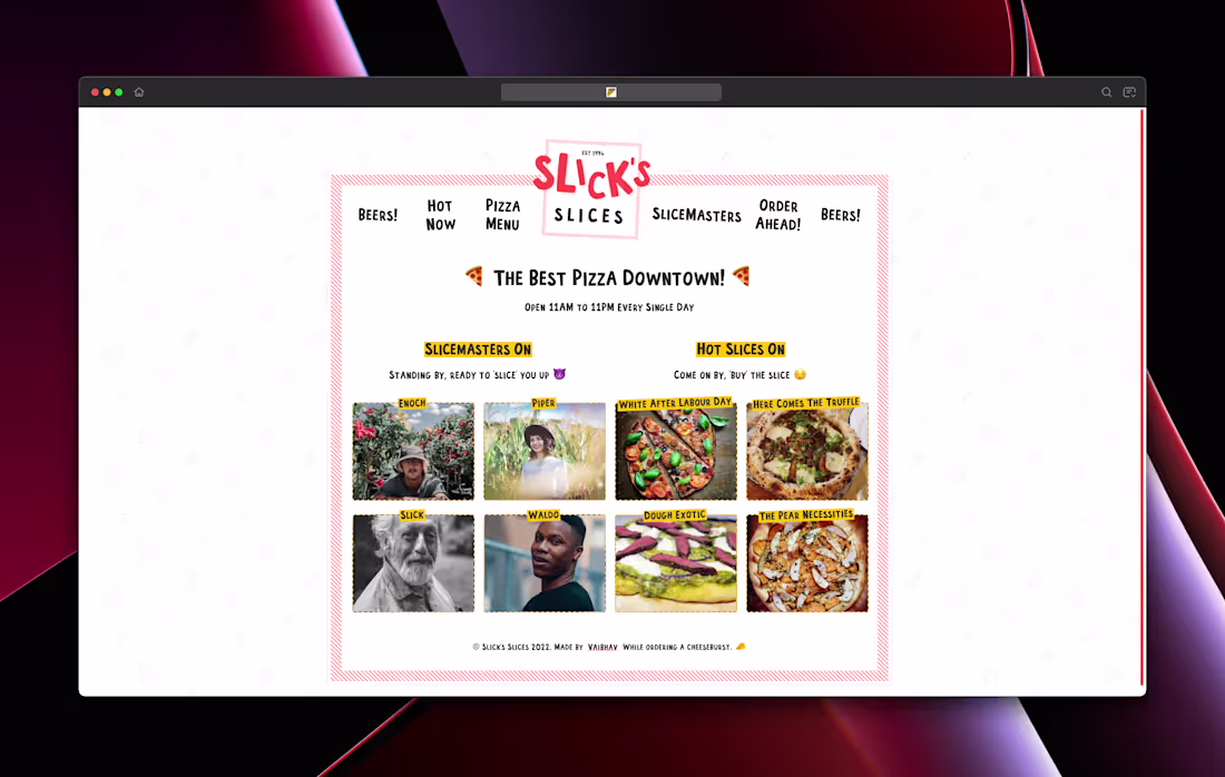 Cover image for Slick's Slices: Frontend Website Development