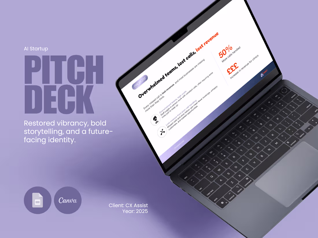 Cover image for Investor Pitch Deck & Brand Repositioning for CX Assist