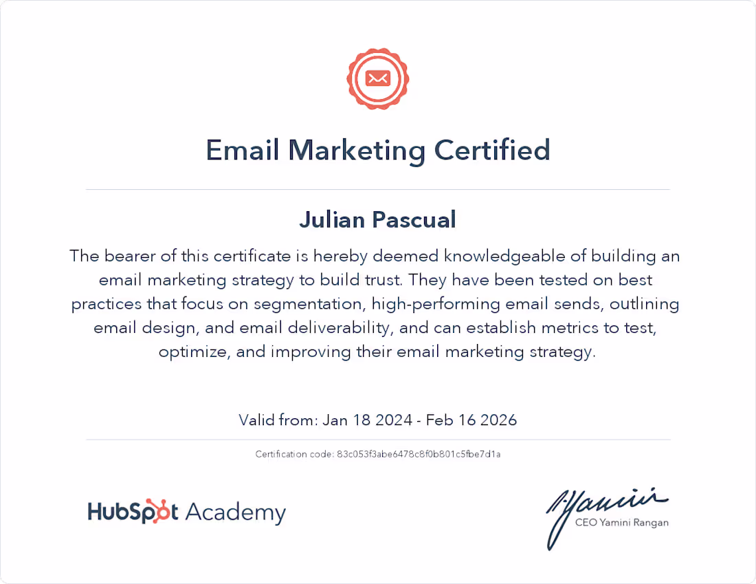 Cover image for Email Marketing Certified