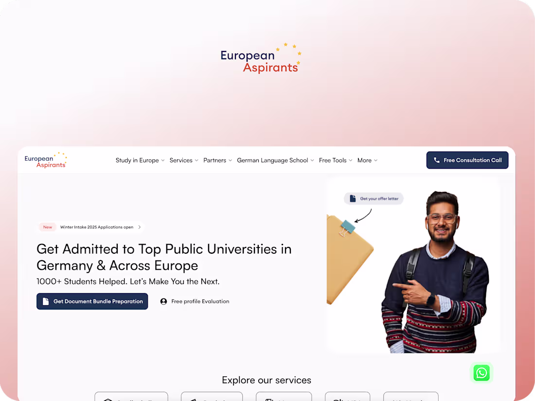 Cover image for European Aspirants Multi Page Design and  Framer Development