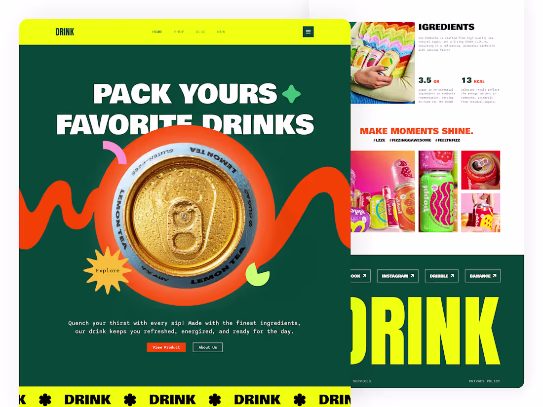 Cover image for Cold Drink Product Landing Page
Designed