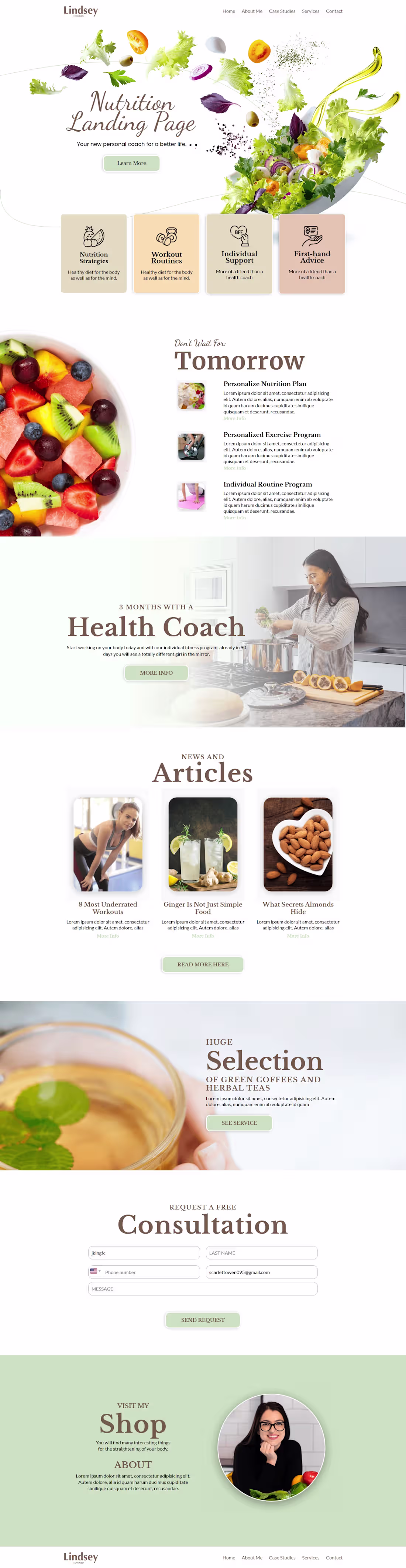 Cover image for Nutrition Landing Page — Lindsey