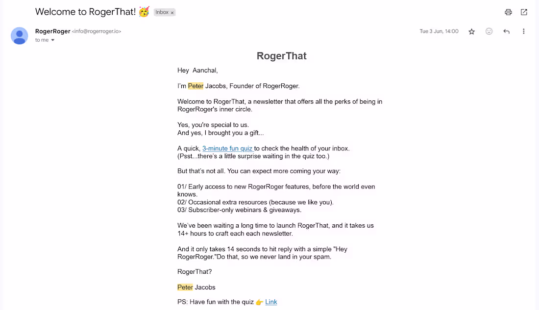 Cover image for RogerRoger Newsletter and Email Funnel Project