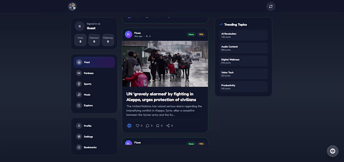 Cover image for Fluxa — an AI-powered content aggregation app that curates n...