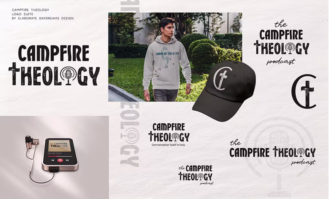 Cover image for Campfire Theology podcast brand identity design & logo suite