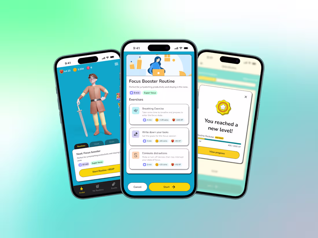 Cover image for UI Design for a gamified kids and teens routine app