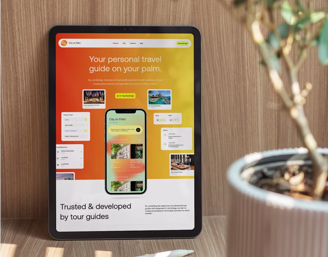 Cover image for City on Palm™ AI Travel App SaaS Landing & Branding