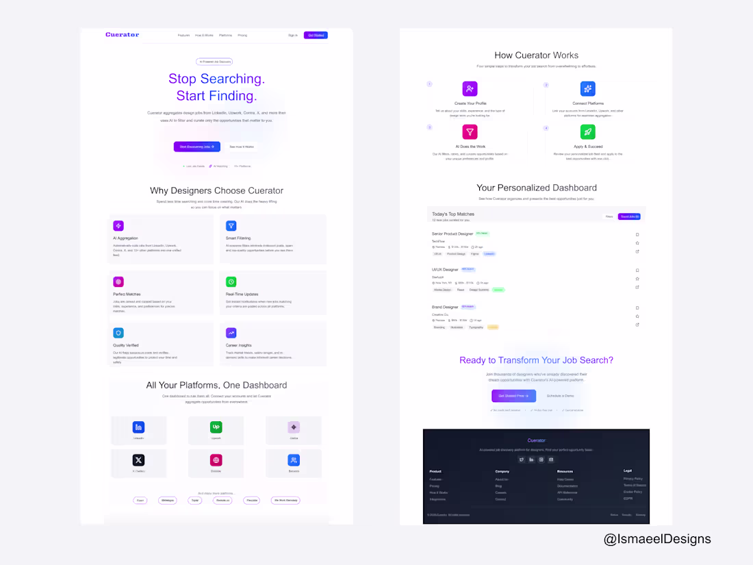 Cover image for Landing Page Design for Cuerator