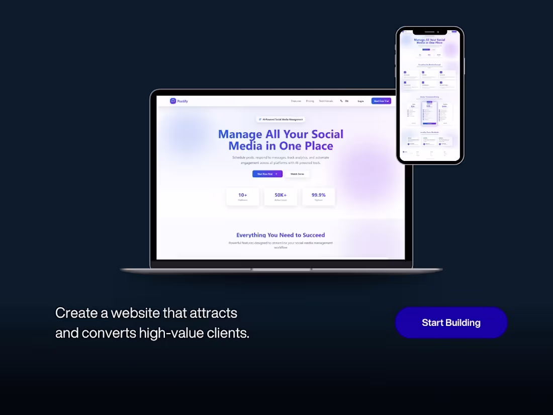 Cover image for Postify – AI-Powered Social Media Management Dashboard