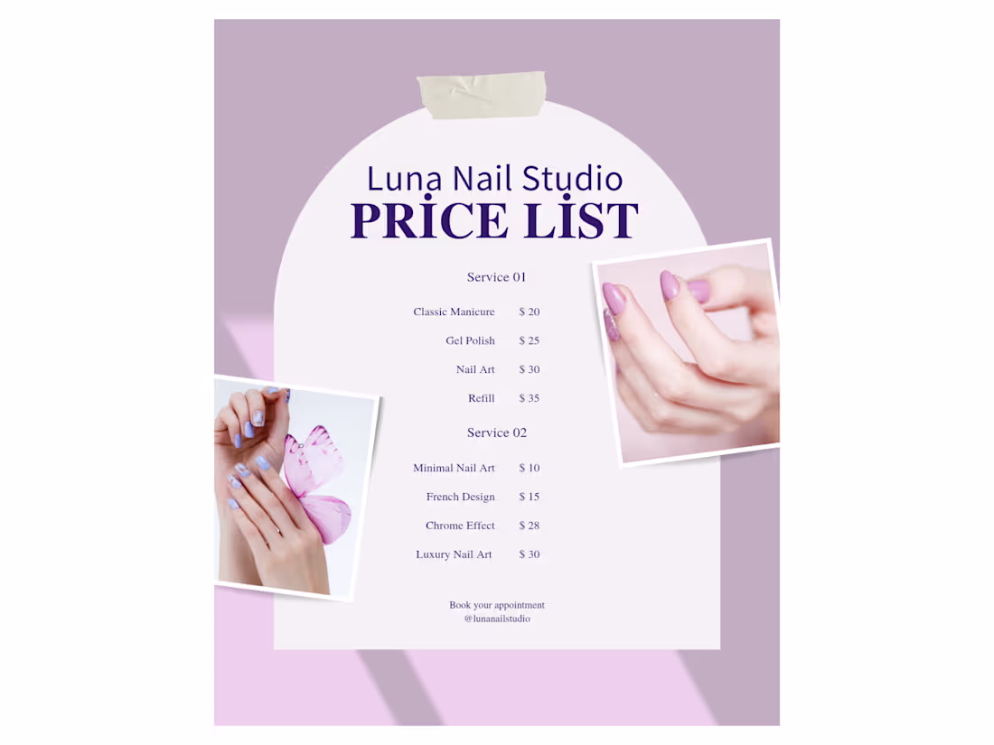 Cover image for Nail Studio Price List Design
A