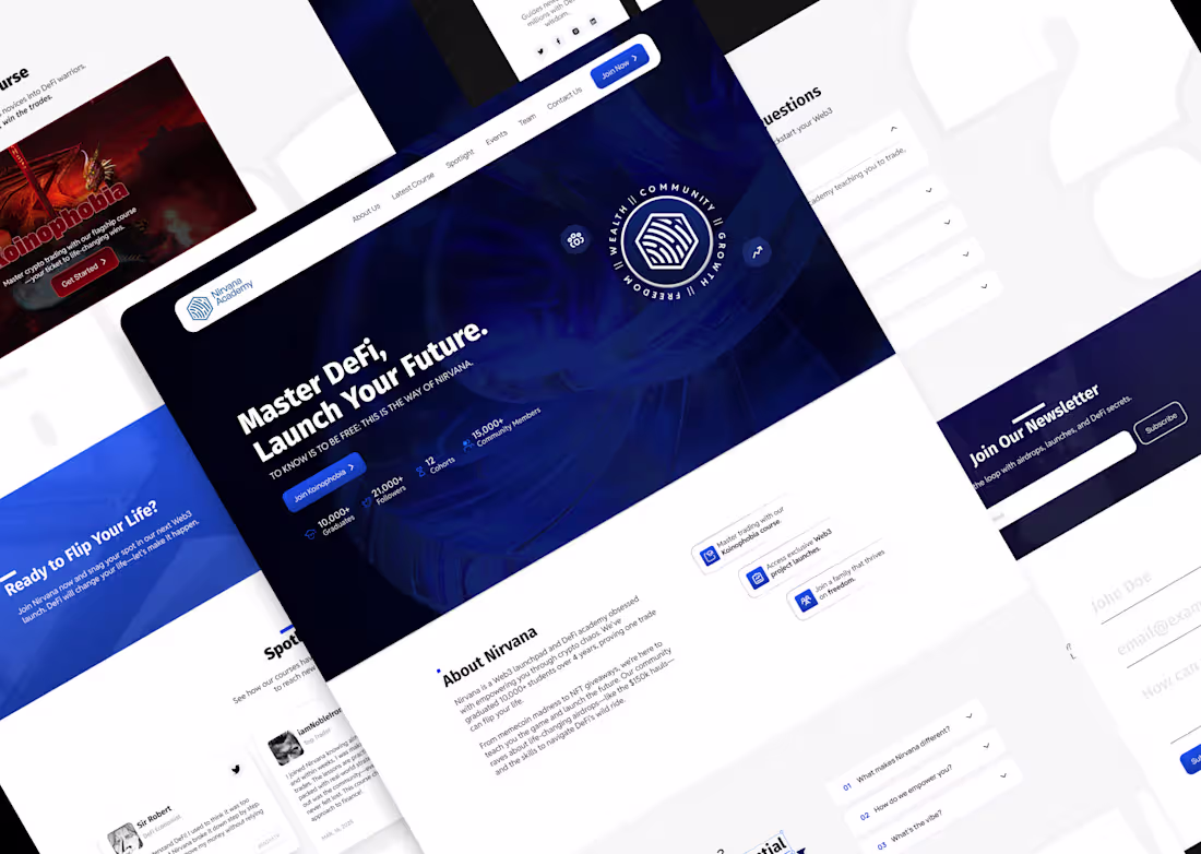 Cover image for Nirvana Academy - Website UI/UX design, Landing page