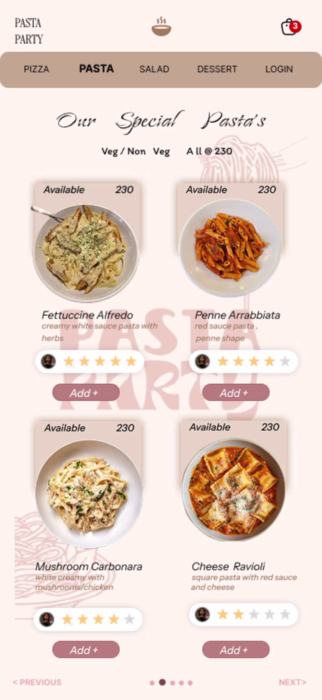 Cover image for PASTA PARTY APP UI